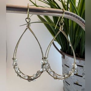 Teardrop hoop long dangling fashion earrings